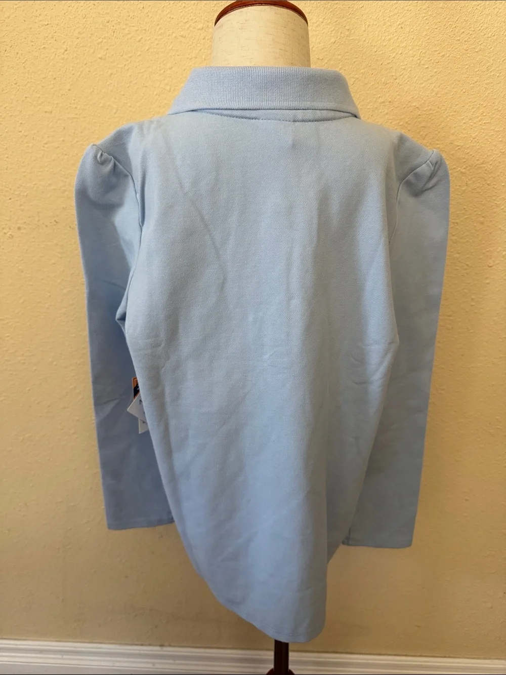 Gymboree Girls Ruffle Polo Uniform Light Blue Long Sleeve Top Size 10